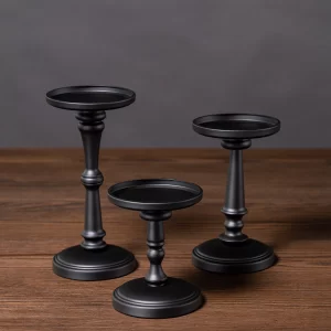 Decor – Pillar Candle Sticks Black 1 – PP - Studio 1 Decor Wedding Decor Rental - Pillar Candle Sticks