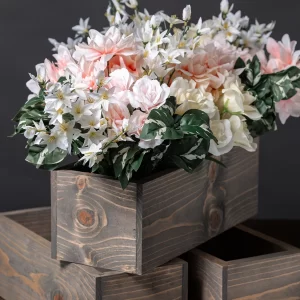 Decor – Wooden Flower Box 1 – PP - Studio 1 Decor Wedding Decor Rental - Wooden Box